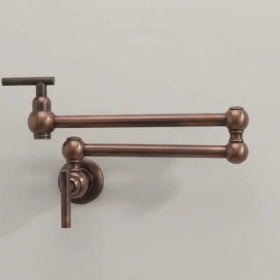 Antique Copper Wall-Mount Pot Filler with Lever Handles