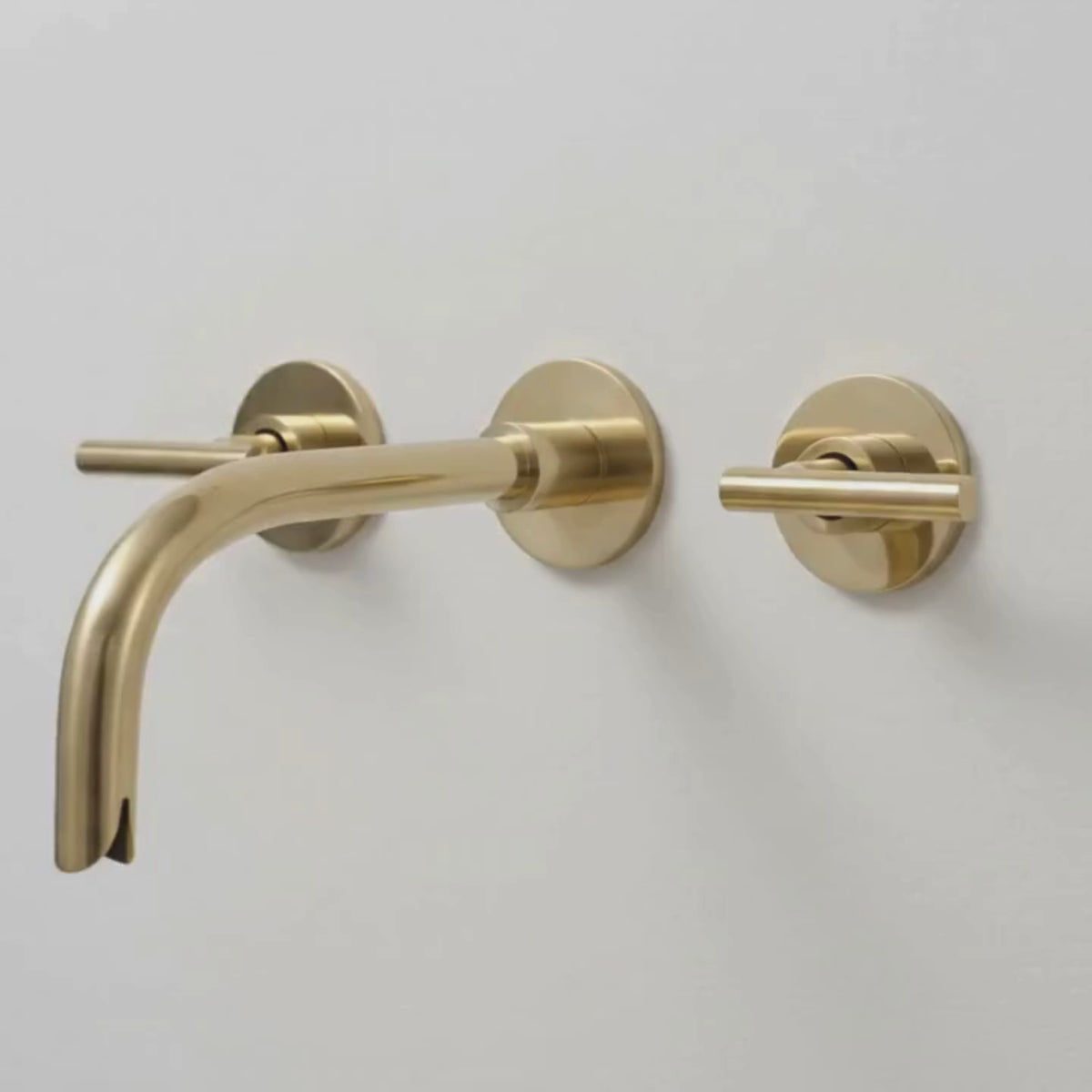 Unlacquered Brass Wall-Mount Sink Faucet with Lever handles