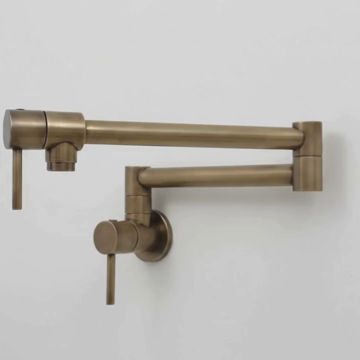Antique Brass Wall-Mount Pot Filler with Lever Handles