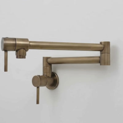 Antique Brass Wall-Mount Pot Filler with Lever Handles