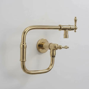 Unlacquered Brass Swing-Arm Pot Filler with Lever Handles