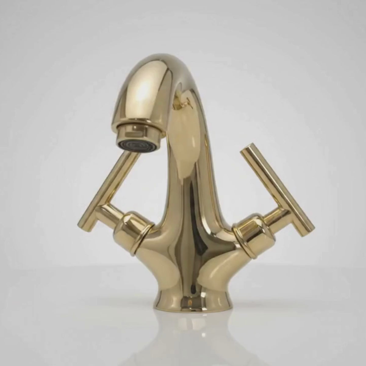 Unlacquered Brass Single Hole Bathroom Faucet with Lever Handles