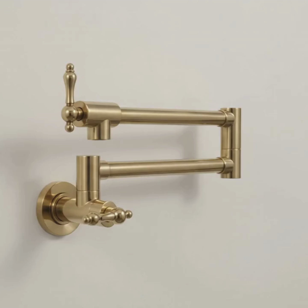 Unlacquered Brass Folding Pot Filler with Lever Handles