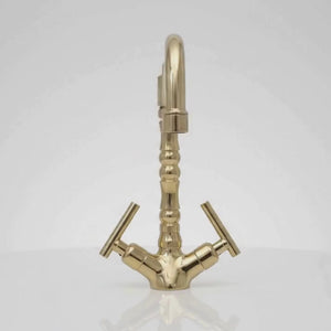 Unlacquered Brass Victorian Single Hole Faucet with Lever Handles