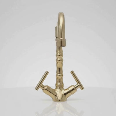 Unlacquered Brass Victorian Single Hole Faucet with Lever Handles