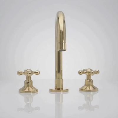 Unlacquered Brass Widespread Bathroom Faucet – Grand Arc