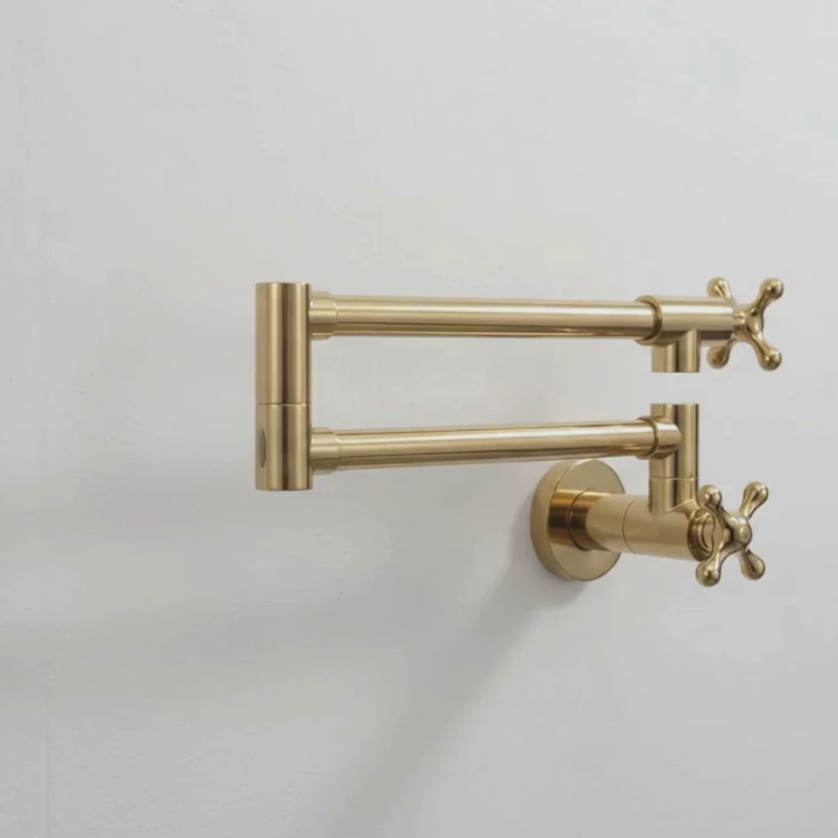 Unlacquered Brass Swing-Arm Pot Filler with Cross Handles